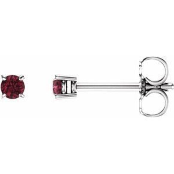 14K White 2.5 mm Natural Mozambique Garnet Stud Earrings